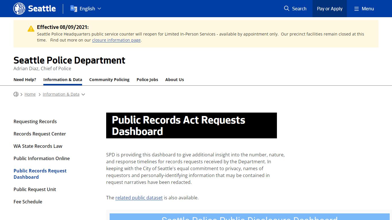 Public Records Act Requests Dashboard - Police | seattle.gov