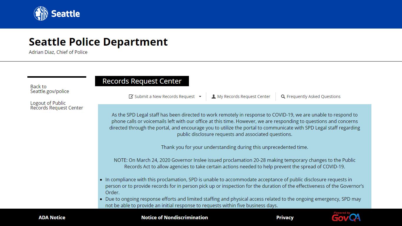 Records Request Center - Seattle Police Department
