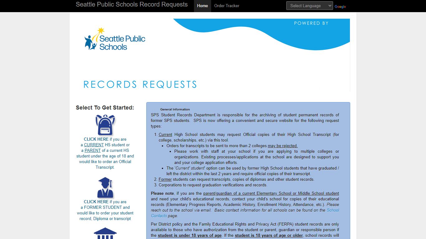 Seattle Public Schools Transcript and Records Request